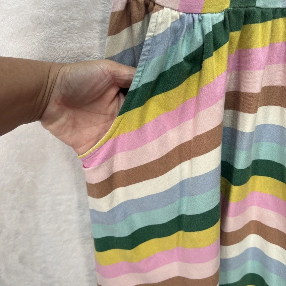 Hanna Andersson Skater Dress Girls 6-7 Striped Pockets Spring Summer Casual